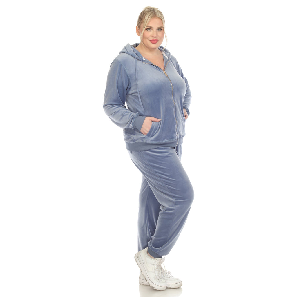 2 Piece Velour Tracksuit Set - Plus- 10 Colors Available