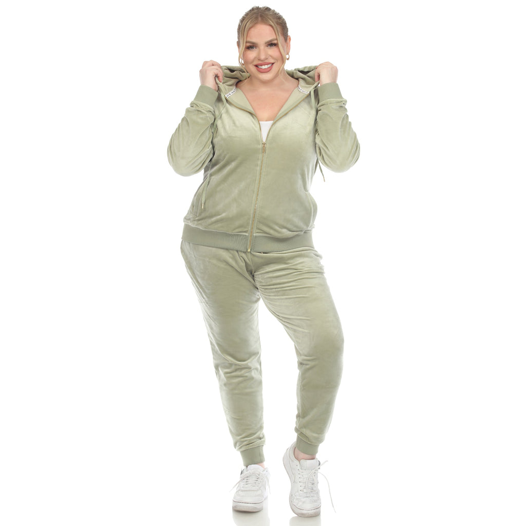 2 Piece Velour Tracksuit Set - Plus- 10 Colors Available