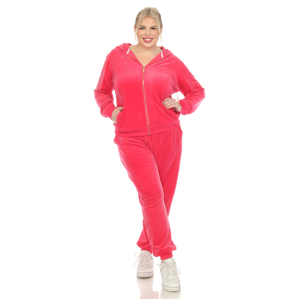 2 Piece Velour Tracksuit Set - Plus- 10 Colors Available