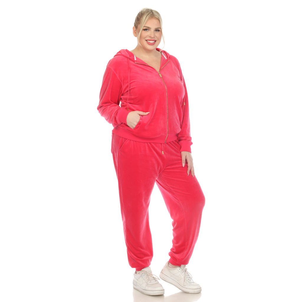 2 Piece Velour Tracksuit Set - Plus- 10 Colors Available