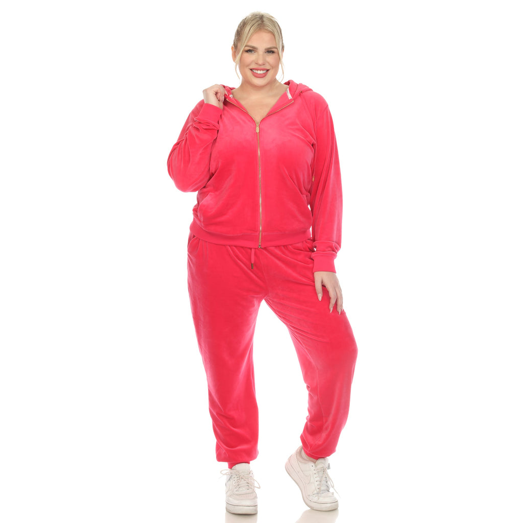 2 Piece Velour Tracksuit Set - Plus- 10 Colors Available