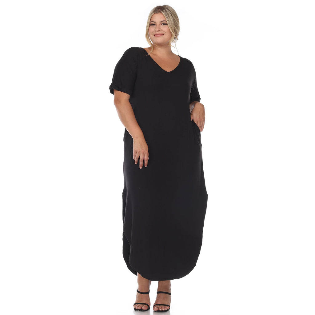 Short Sleeve V-neck Maxi Dress - Plus (5 Colors Available)