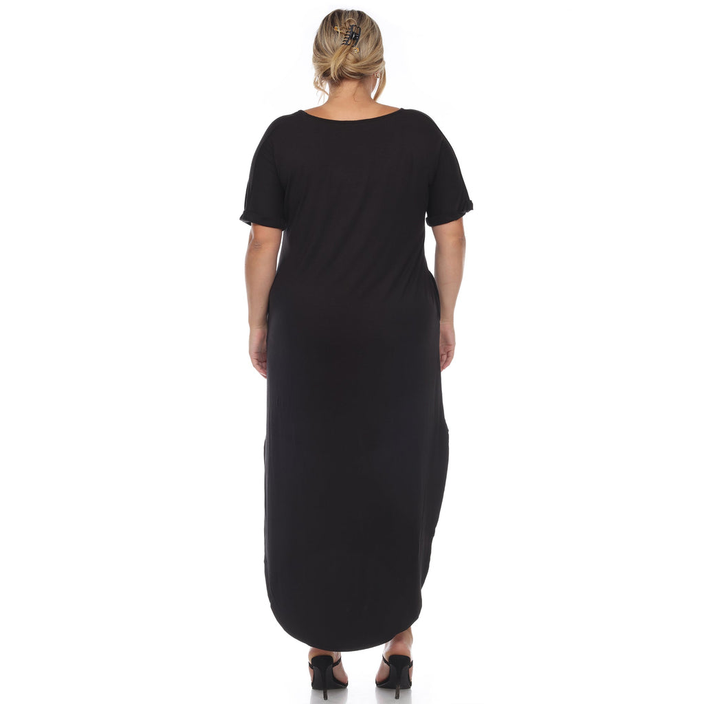 Short Sleeve V-neck Maxi Dress - Plus (5 Colors Available)