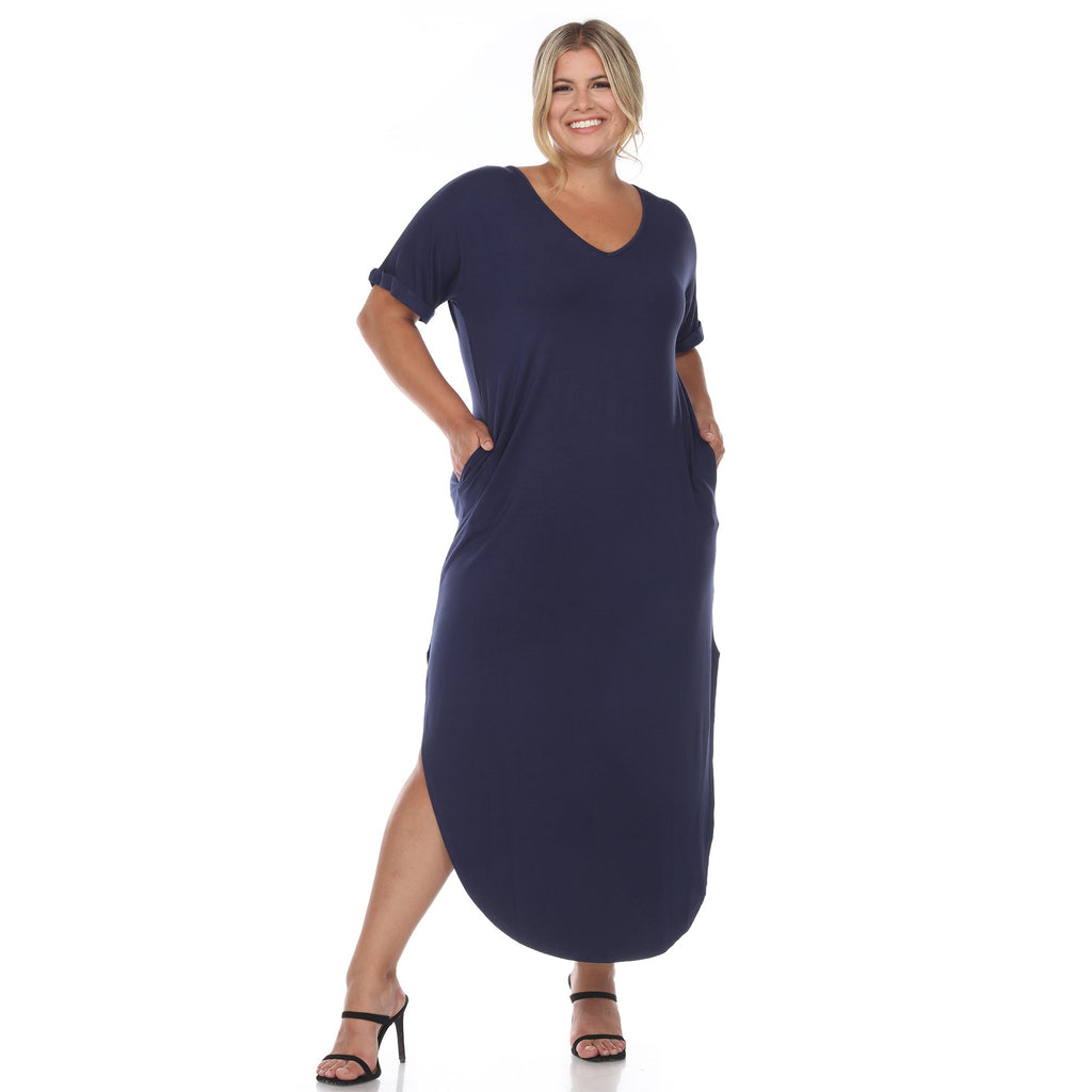 Short Sleeve V-neck Maxi Dress - Plus (5 Colors Available)