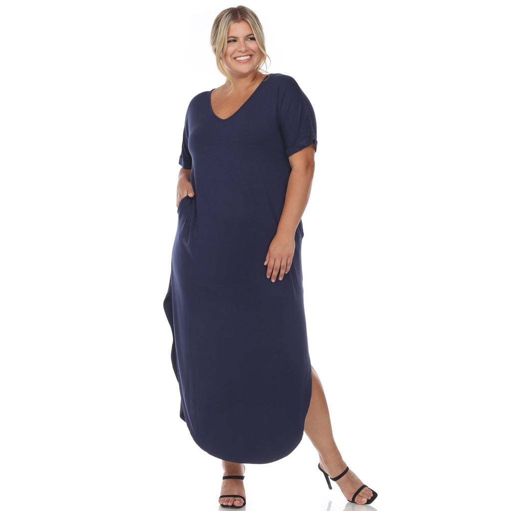 Short Sleeve V-neck Maxi Dress - Plus (5 Colors Available)