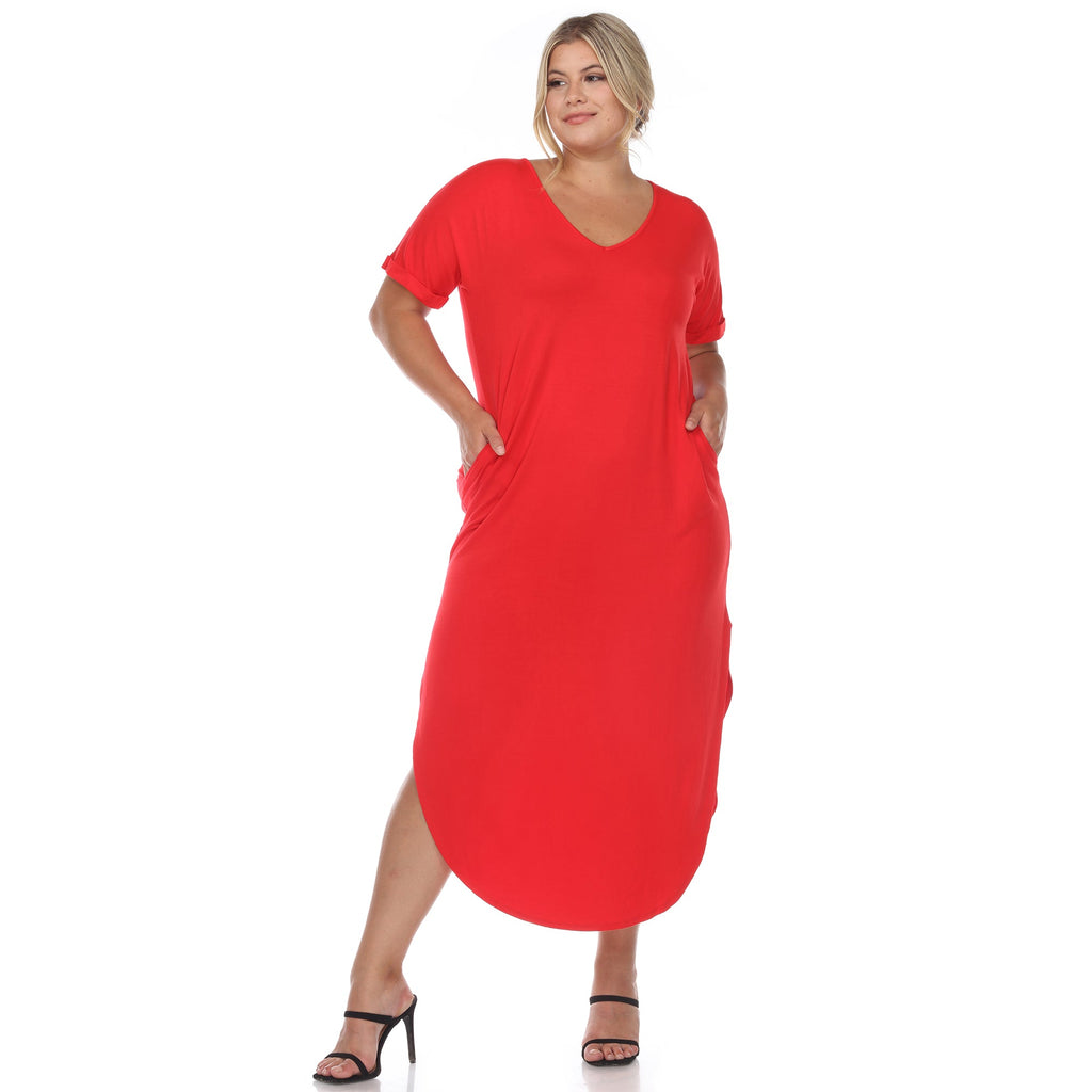 Short Sleeve V-neck Maxi Dress - Plus (5 Colors Available)