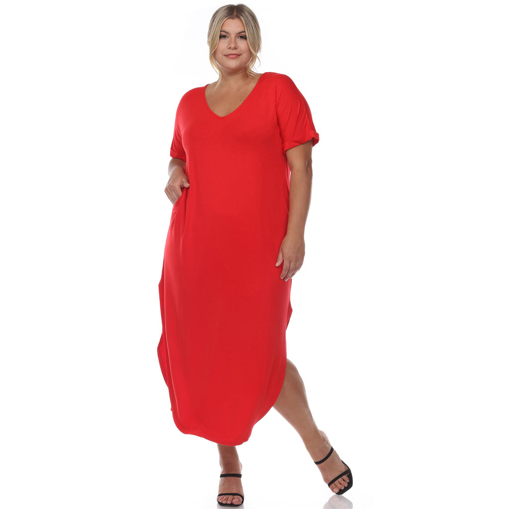 Short Sleeve V-neck Maxi Dress - Plus (5 Colors Available)