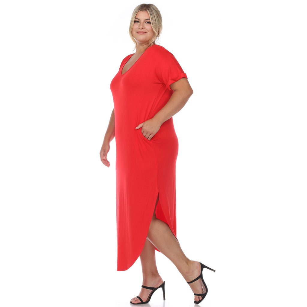 Short Sleeve V-neck Maxi Dress - Plus (5 Colors Available)