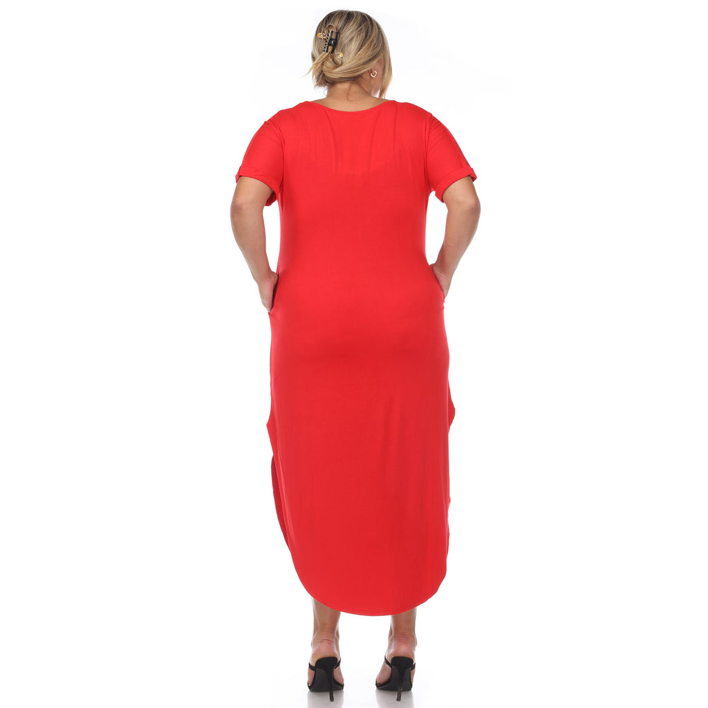 Short Sleeve V-neck Maxi Dress - Plus (5 Colors Available)