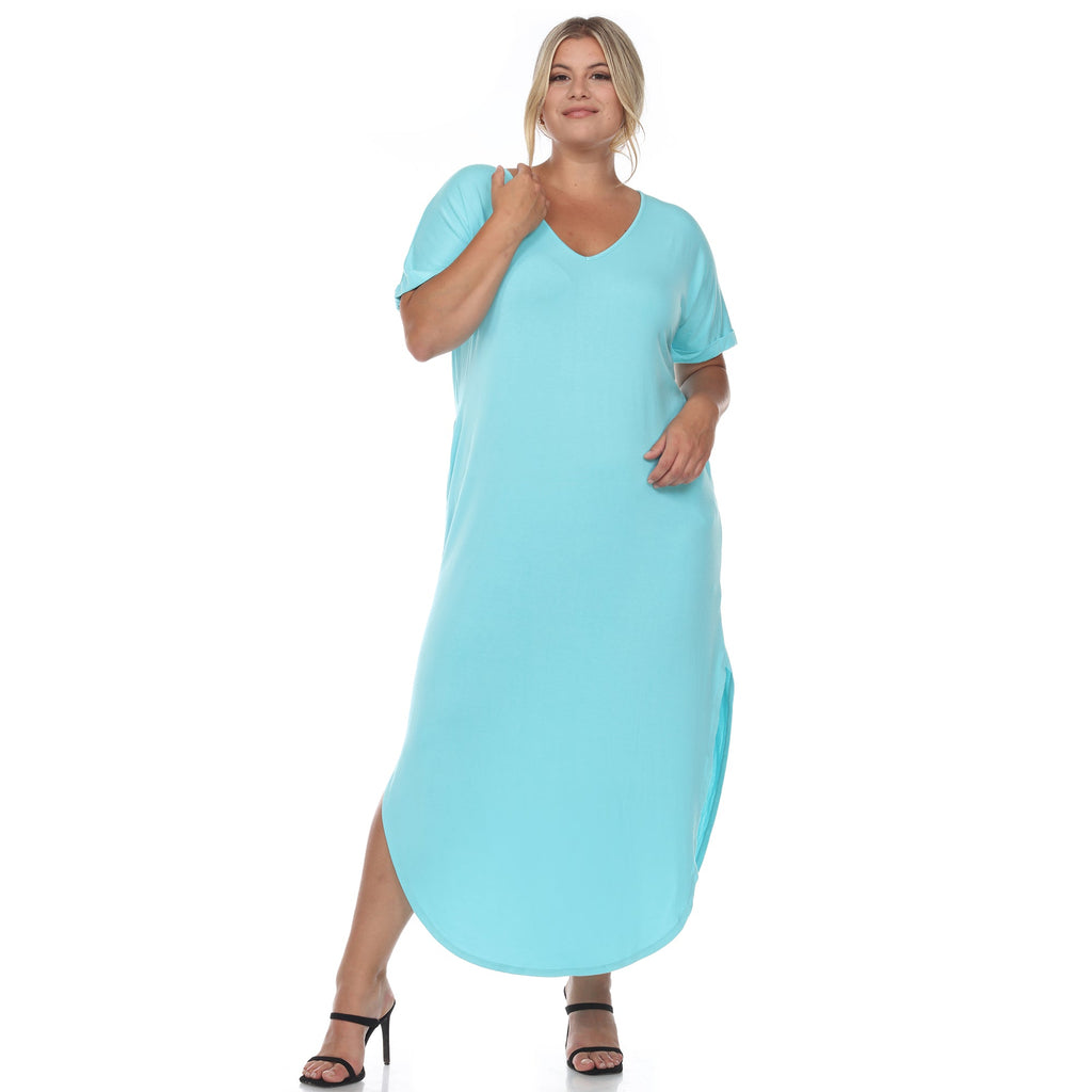 Short Sleeve V-neck Maxi Dress - Plus (5 Colors Available)