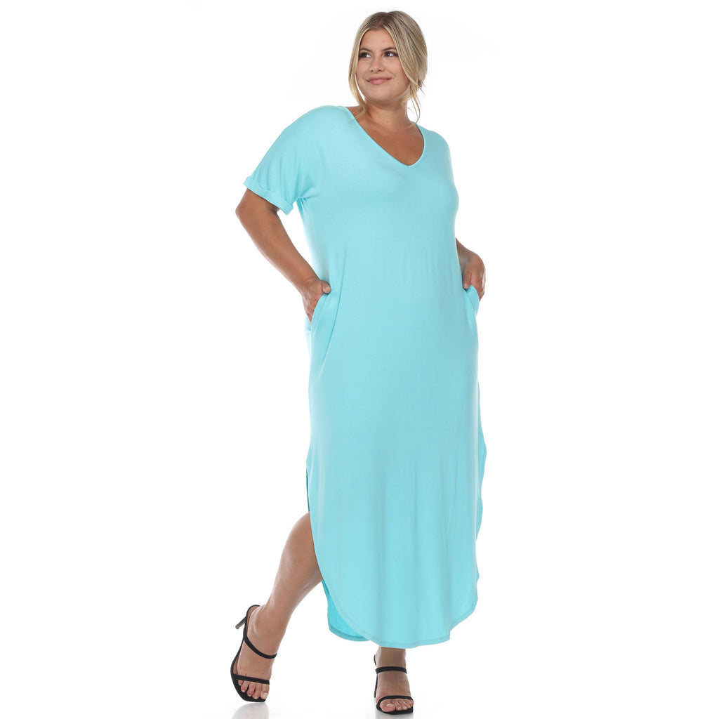 Short Sleeve V-neck Maxi Dress - Plus (5 Colors Available)