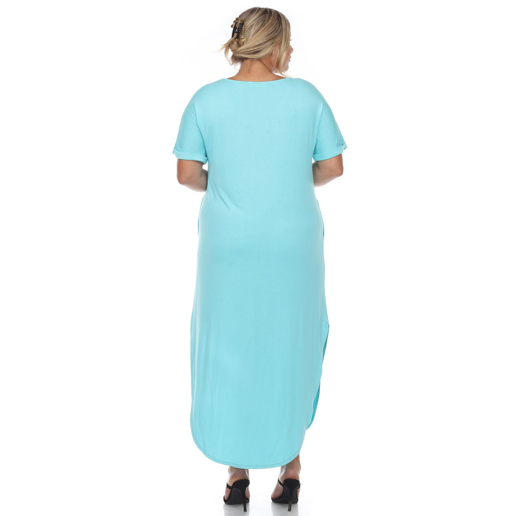 Short Sleeve V-neck Maxi Dress - Plus (5 Colors Available)