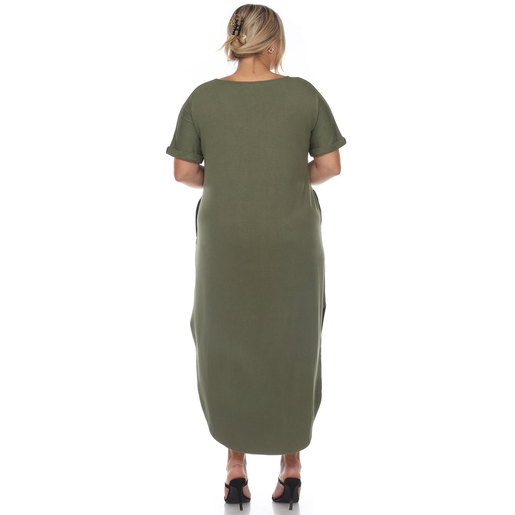 Short Sleeve V-neck Maxi Dress - Plus (5 Colors Available)