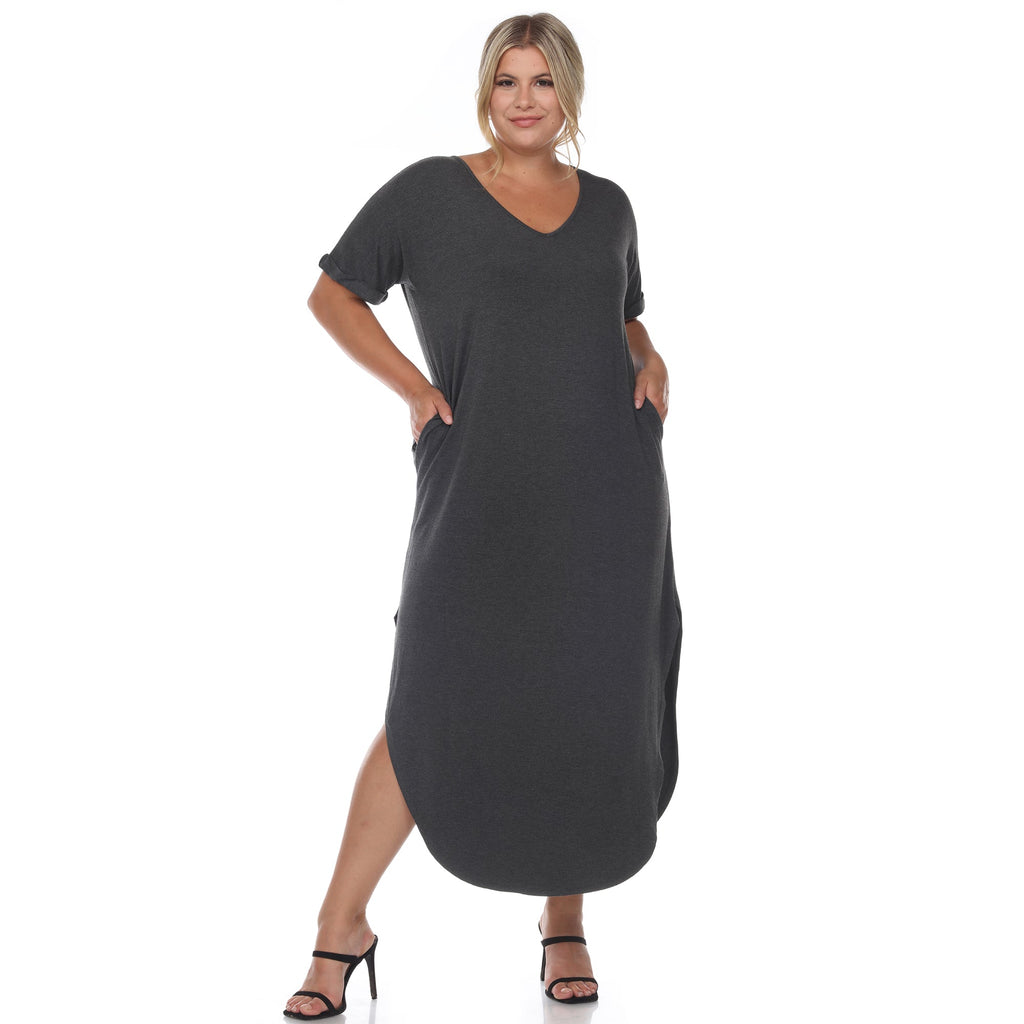 Short Sleeve V-neck Maxi Dress - Plus (5 Colors Available)