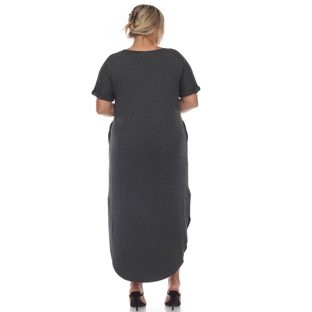 Short Sleeve V-neck Maxi Dress - Plus (5 Colors Available)