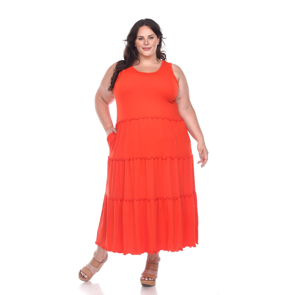 Scoop Neck Tiered Midi Dress - Plus (10 Colors Available)