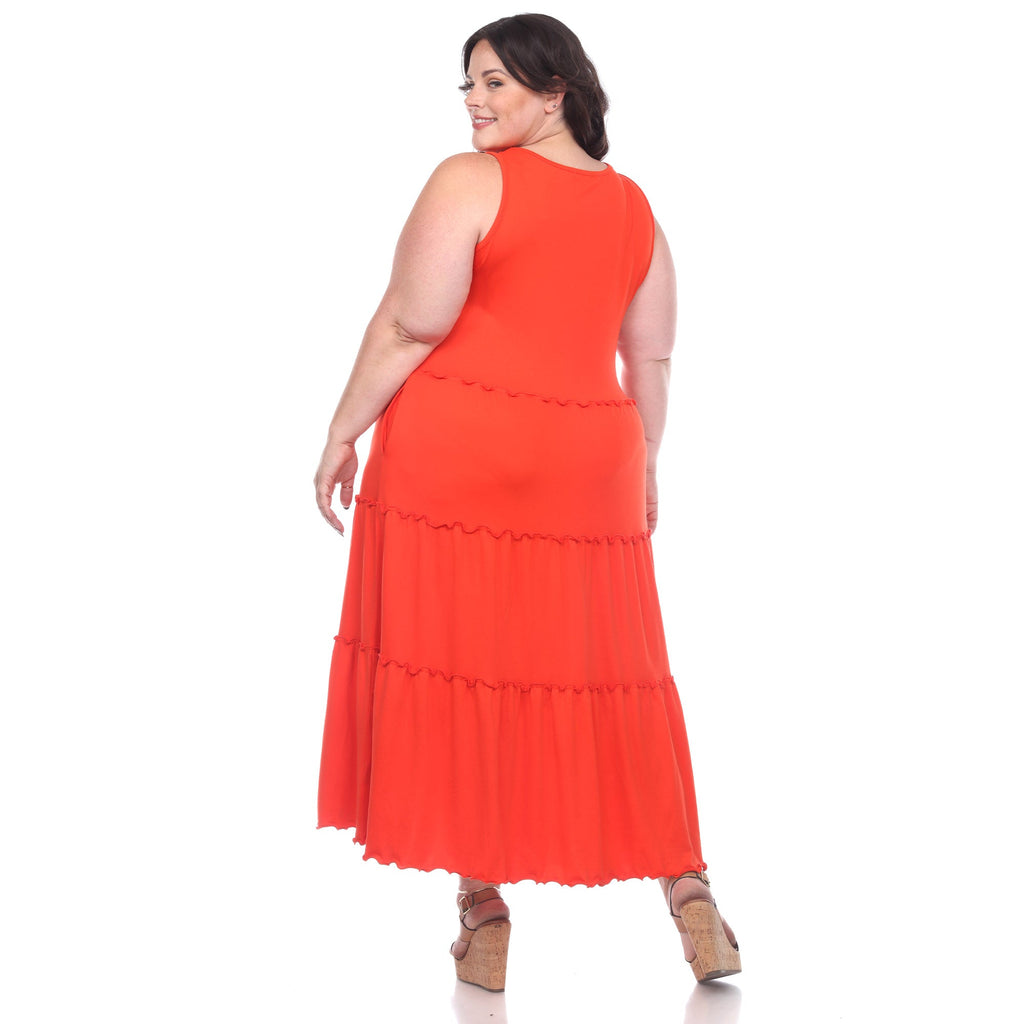 Scoop Neck Tiered Midi Dress - Plus (10 Colors Available)