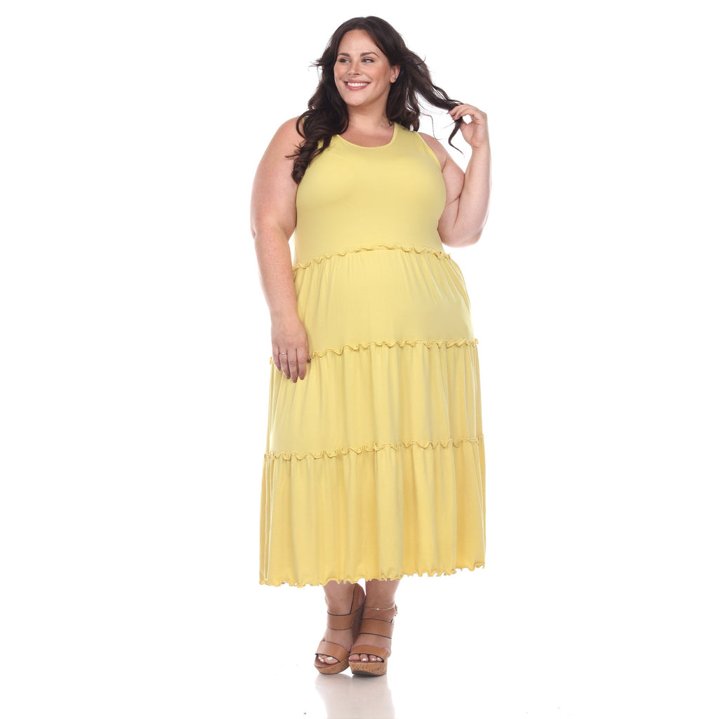 Scoop Neck Tiered Midi Dress - Plus (10 Colors Available)