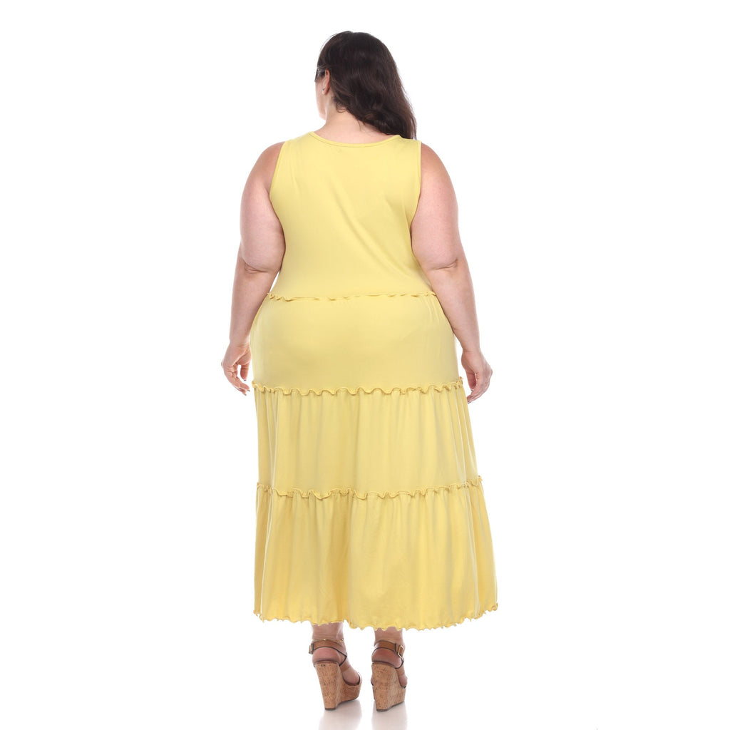 Scoop Neck Tiered Midi Dress - Plus (10 Colors Available)