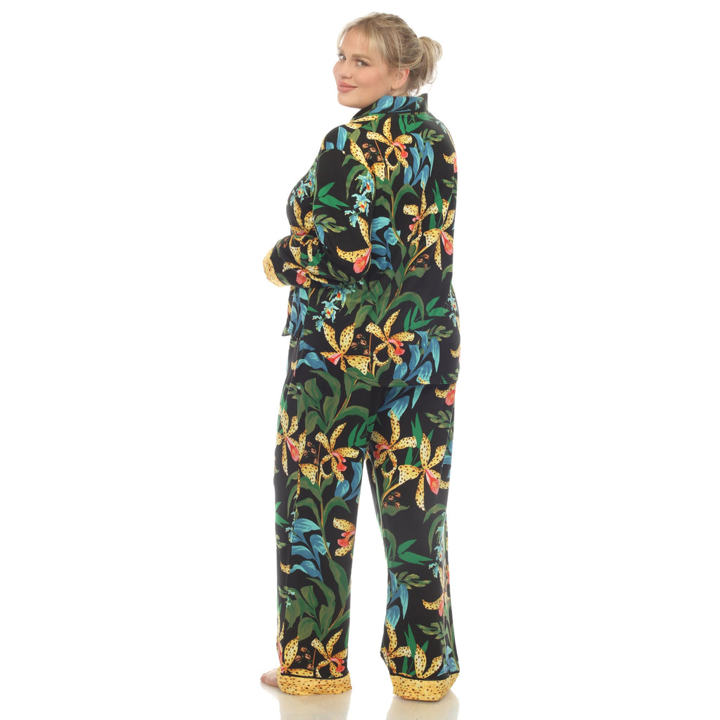 Two Piece Wildflower Print Pajama Set - Plus