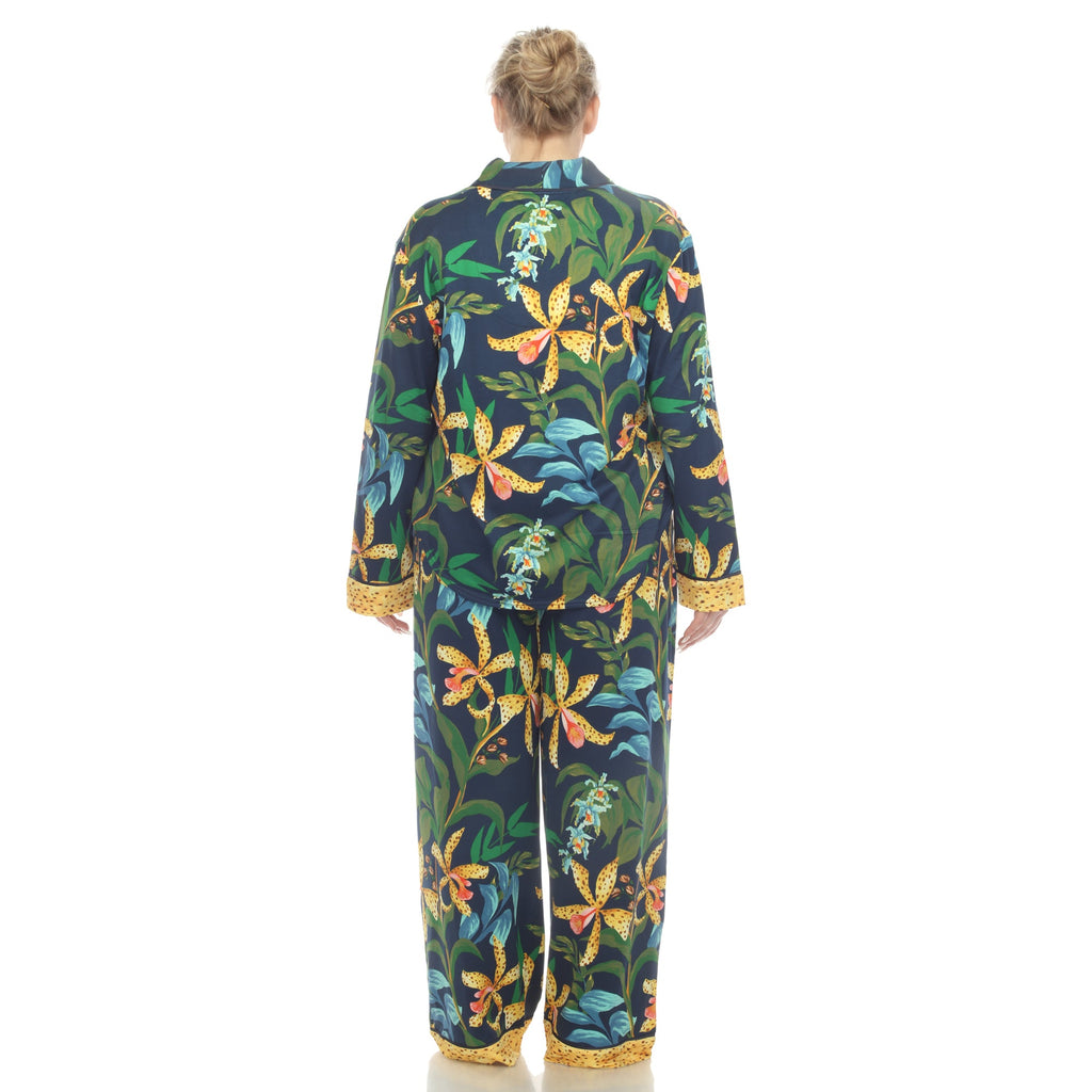 Two Piece Wildflower Print Pajama Set - Plus