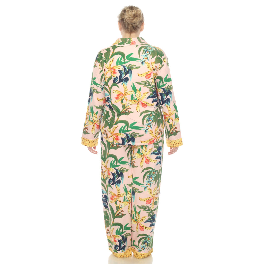 Two Piece Wildflower Print Pajama Set - Plus