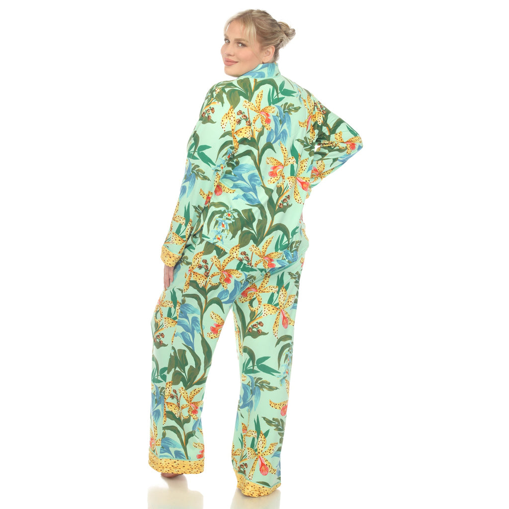 Two Piece Wildflower Print Pajama Set - Plus