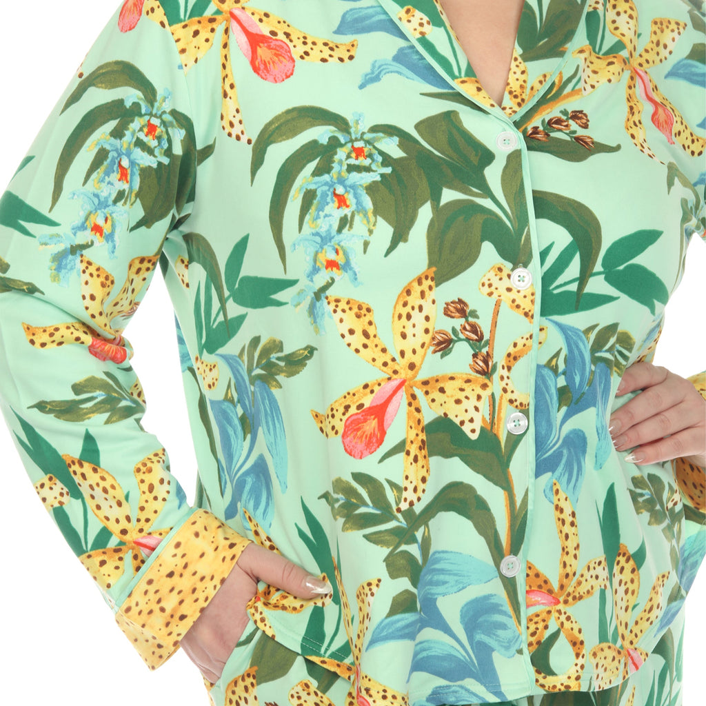 Two Piece Wildflower Print Pajama Set - Plus