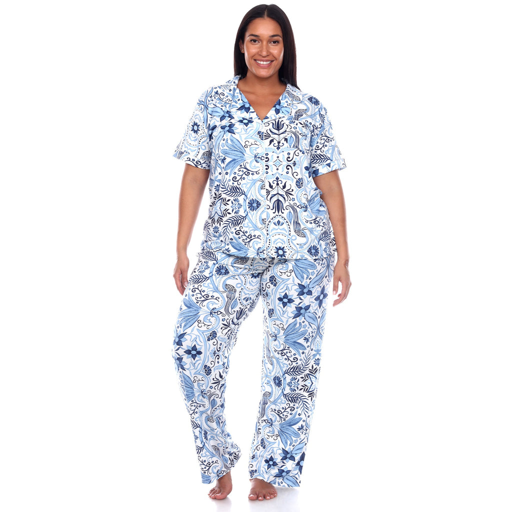 Short Sleeve & Pants Tropical Pajama Set - Plus