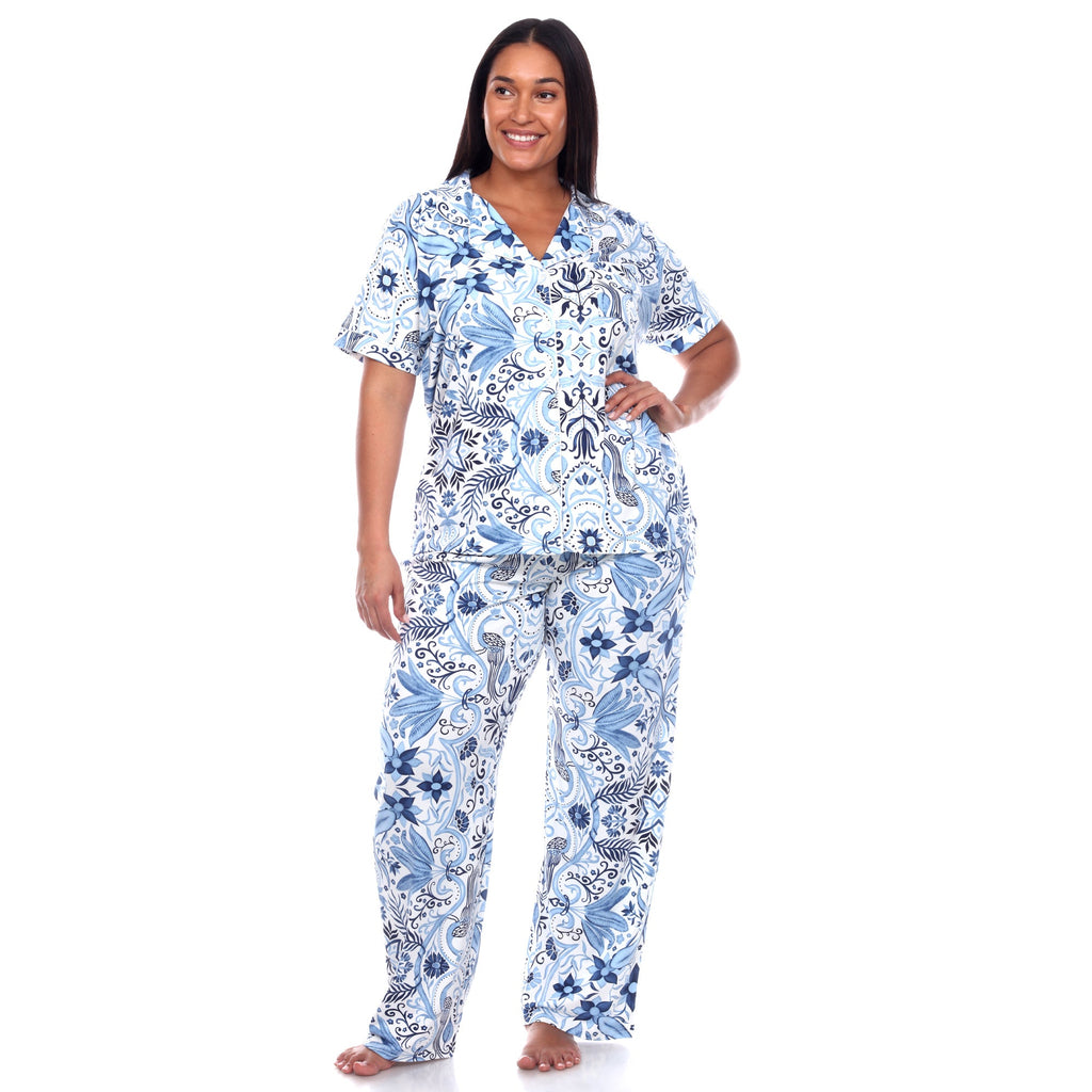 Short Sleeve & Pants Tropical Pajama Set - Plus