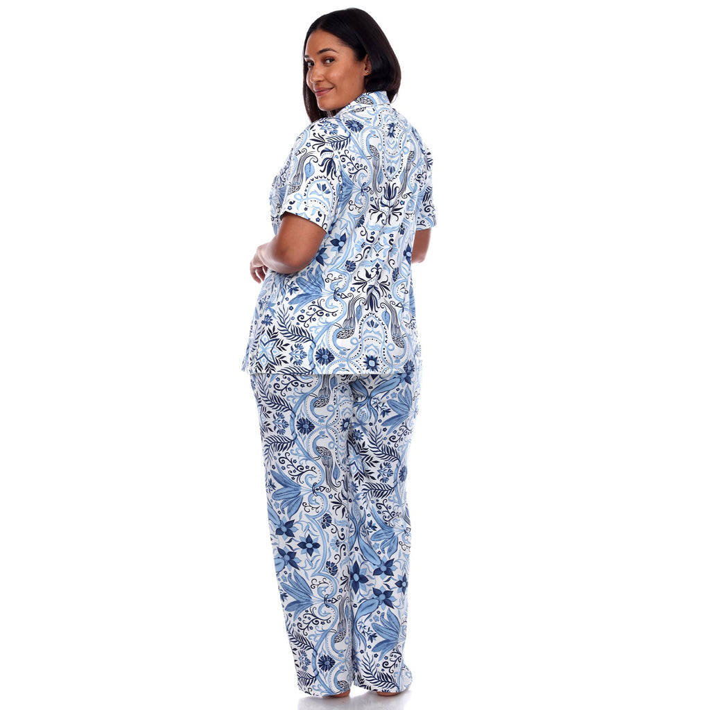 Short Sleeve & Pants Tropical Pajama Set - Plus