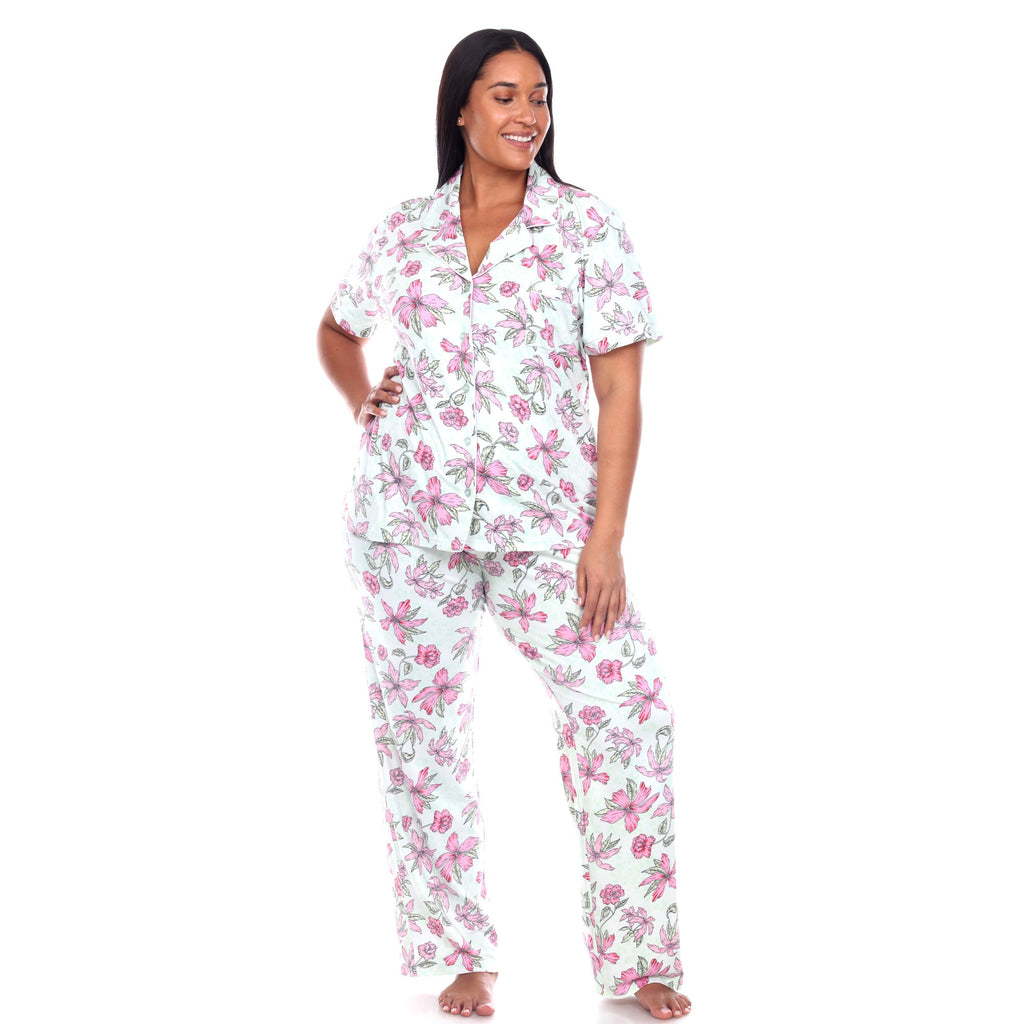 Short Sleeve & Pants Tropical Pajama Set - Plus