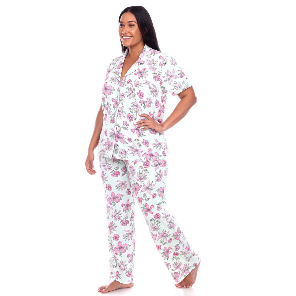 Short Sleeve & Pants Tropical Pajama Set - Plus