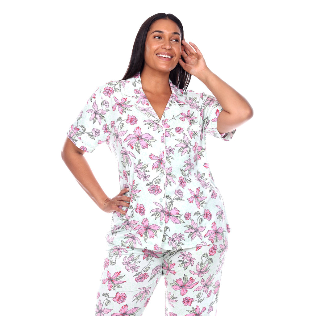 Short Sleeve & Pants Tropical Pajama Set - Plus