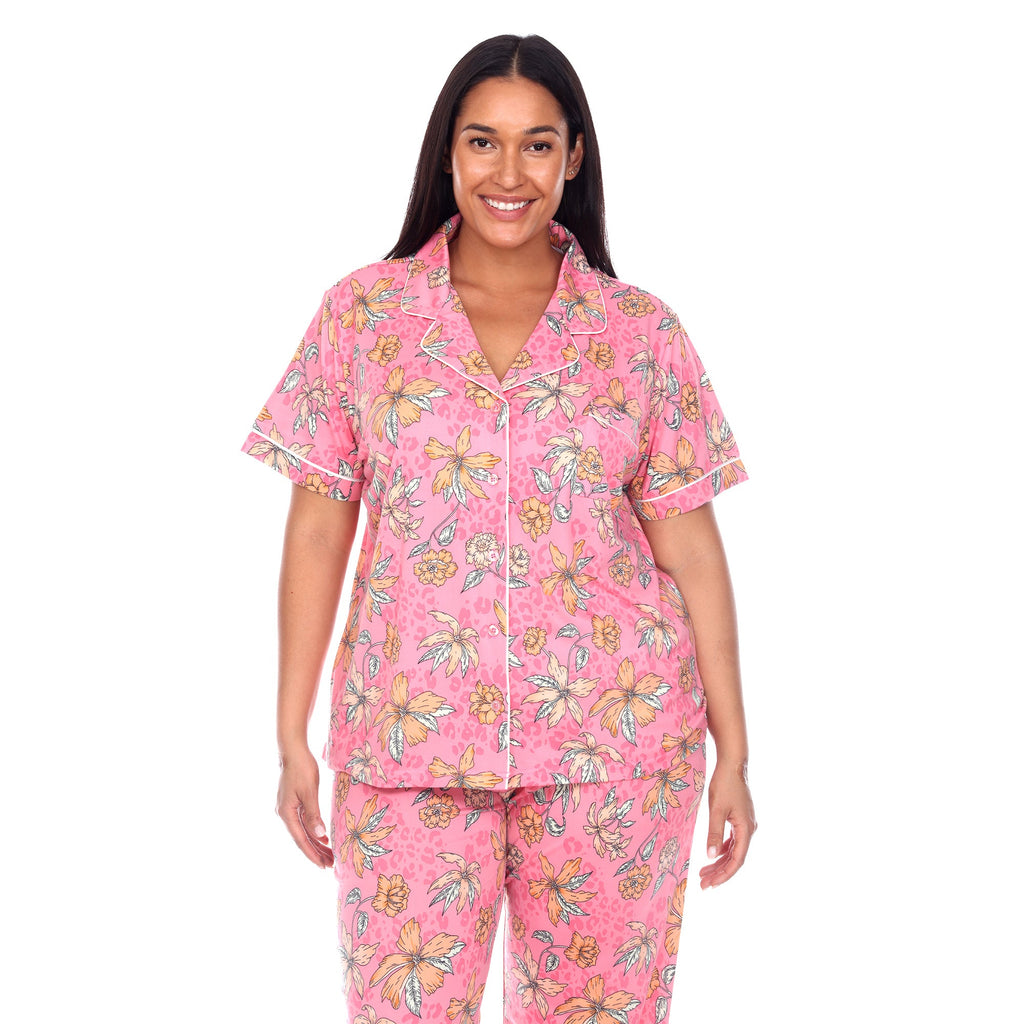 Short Sleeve & Pants Tropical Pajama Set - Plus