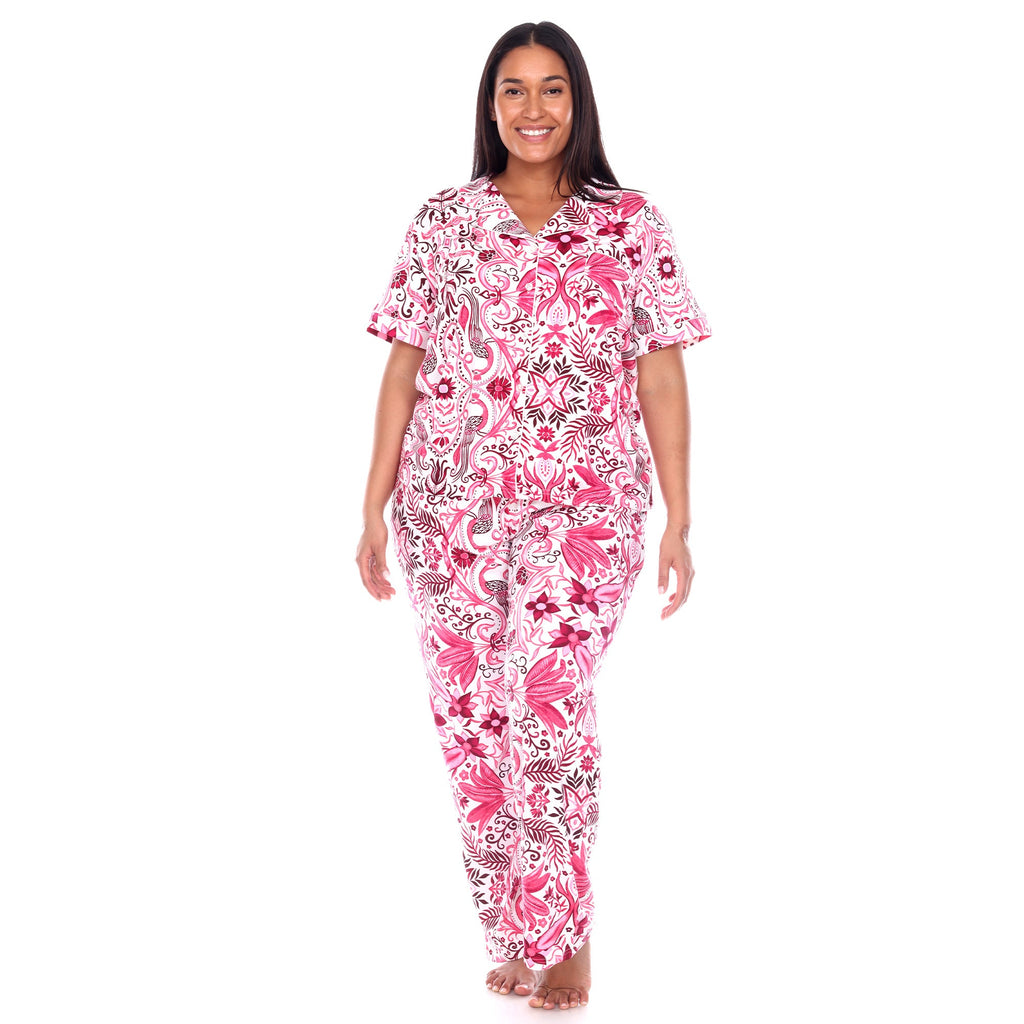 Short Sleeve & Pants Tropical Pajama Set - Plus