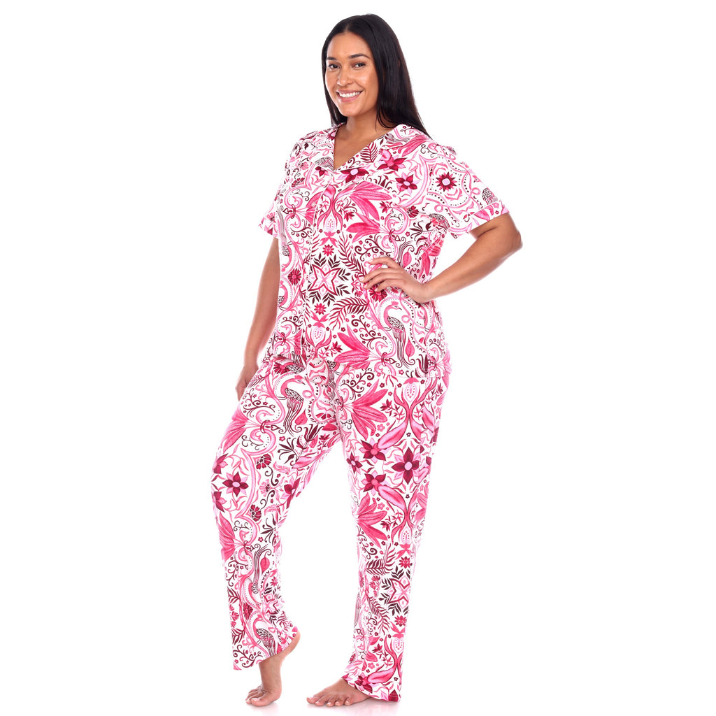 Short Sleeve & Pants Tropical Pajama Set - Plus