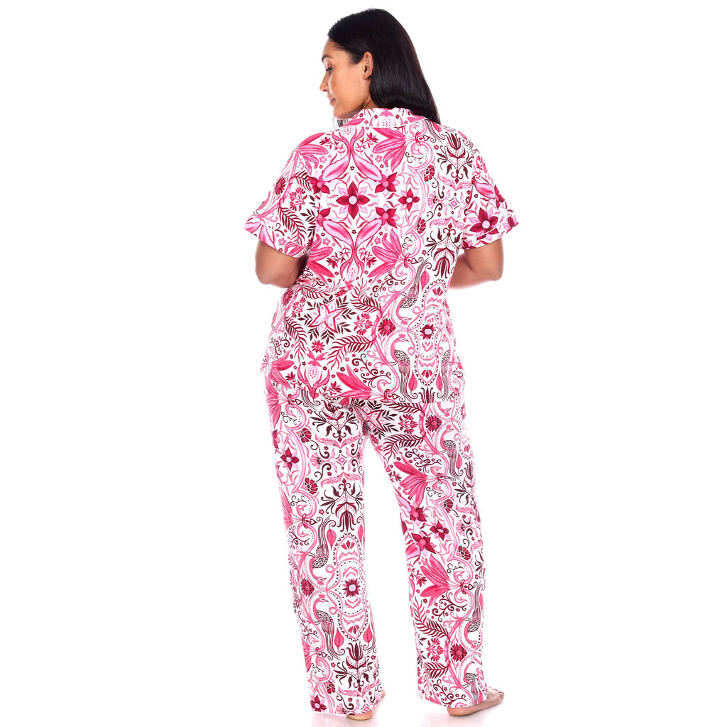 Short Sleeve & Pants Tropical Pajama Set - Plus