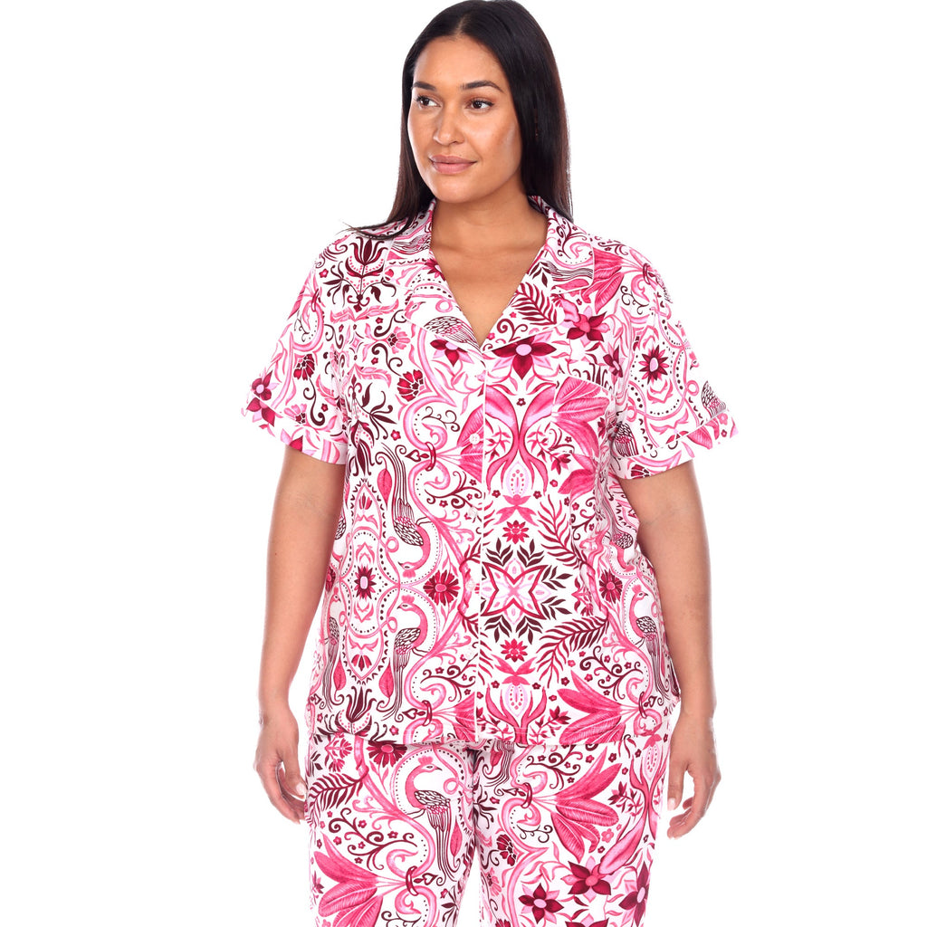 Short Sleeve & Pants Tropical Pajama Set - Plus