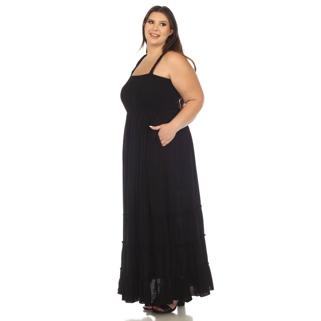 Smocked Ruffle Maxi Dress - Plus