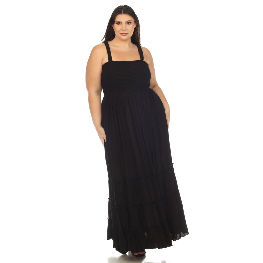 Smocked Ruffle Maxi Dress - Plus