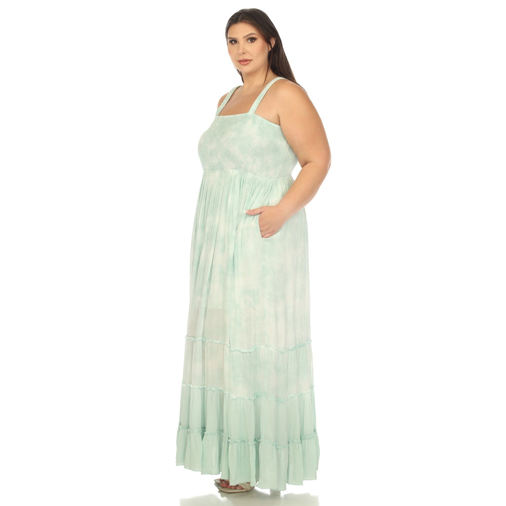 Smocked Ruffle Maxi Dress - Plus