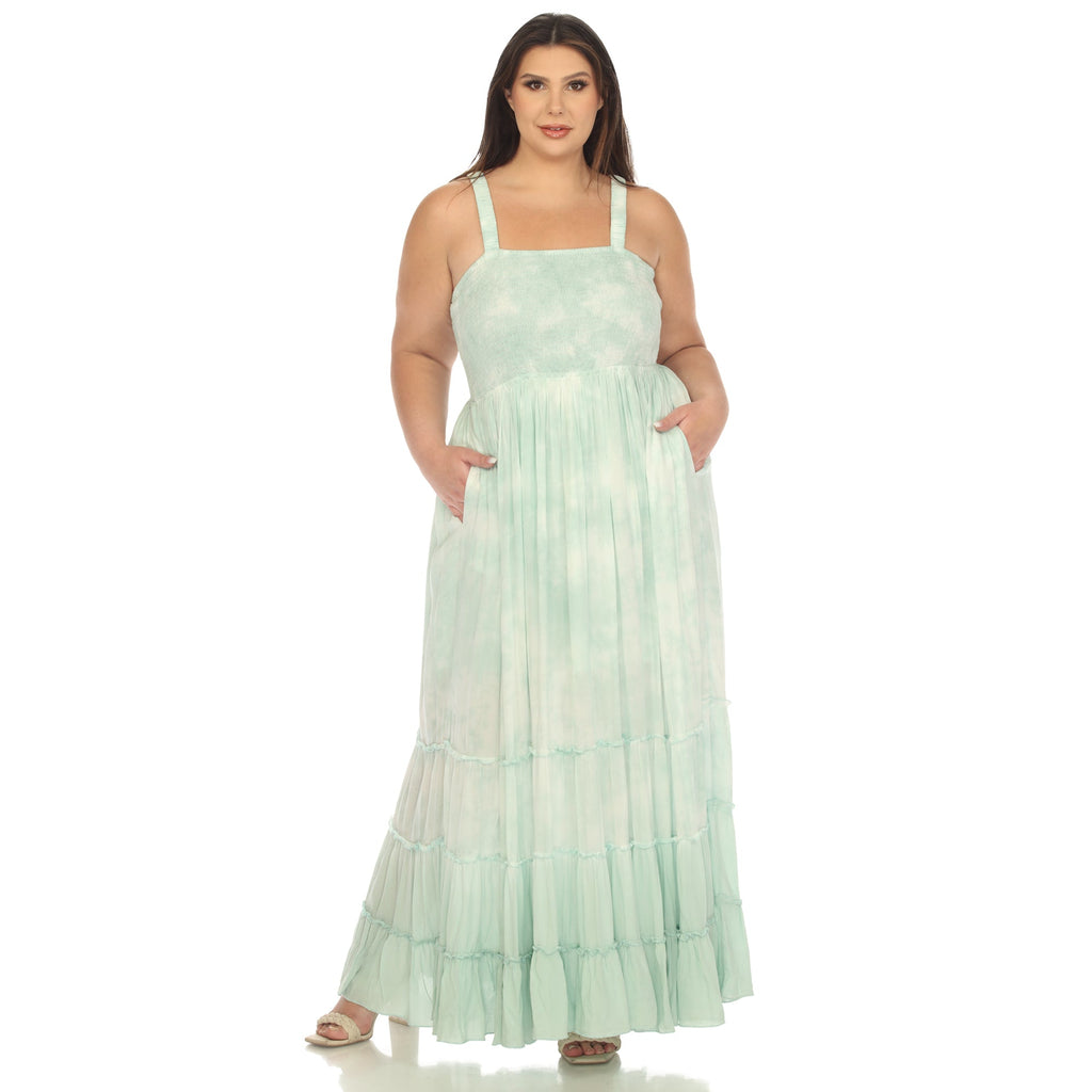 Smocked Ruffle Maxi Dress - Plus