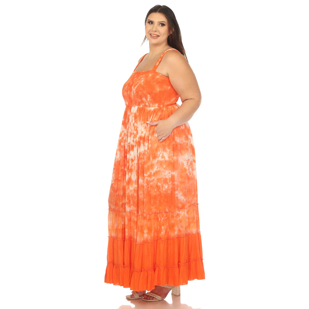 Smocked Ruffle Maxi Dress - Plus