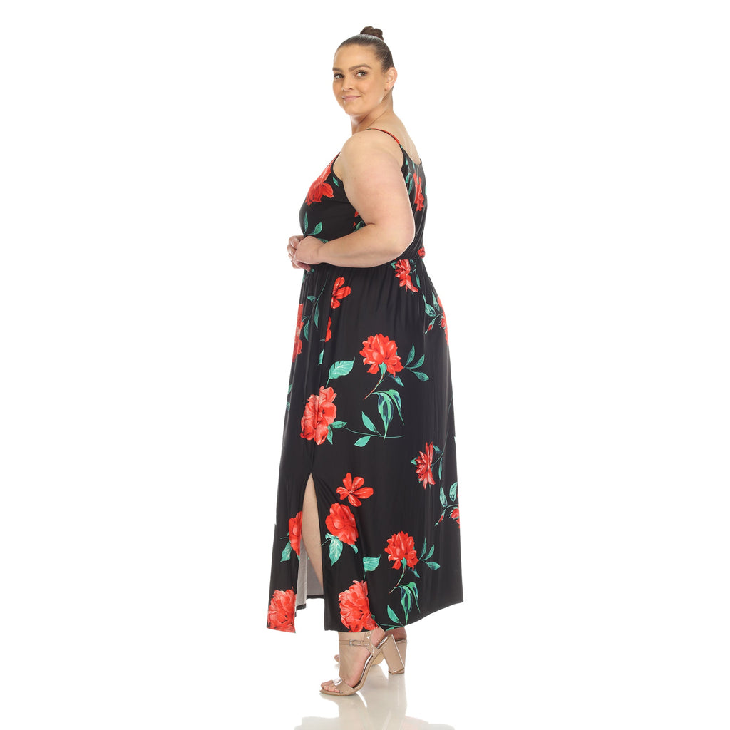 Floral Strap Maxi Dress - Plus (5 Colors Available)