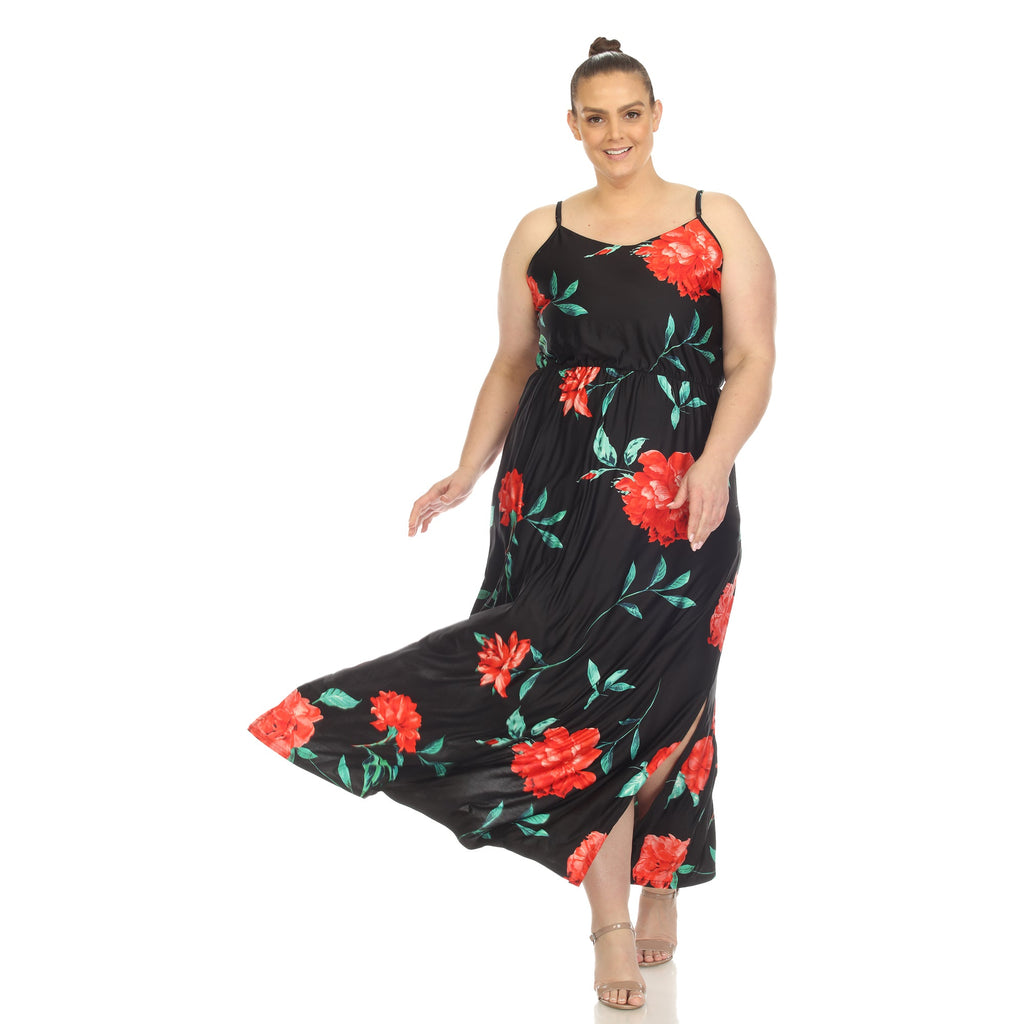 Floral Strap Maxi Dress - Plus (5 Colors Available)