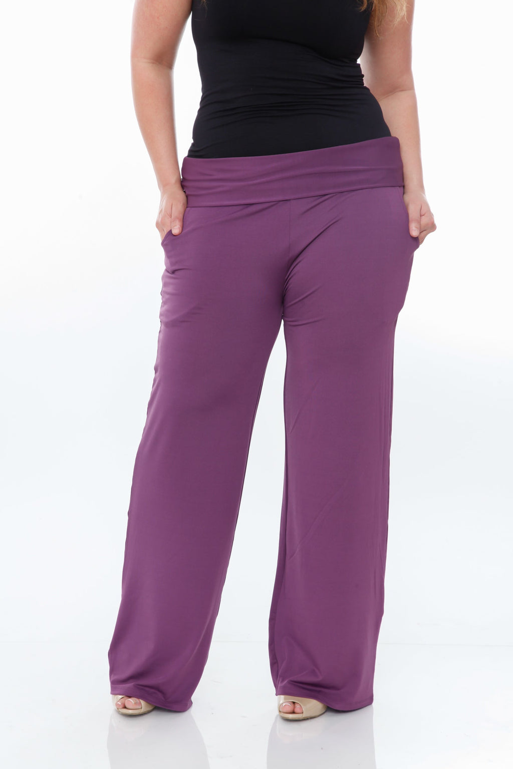 Solid Palazzo Pants - Plus