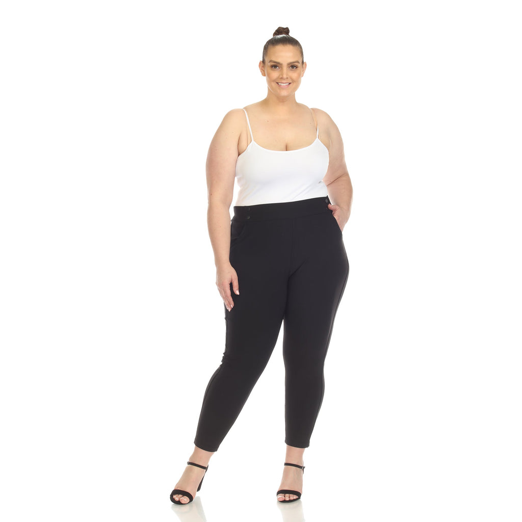 Super Soft Elastic Waistband Skinny Pants - Plus