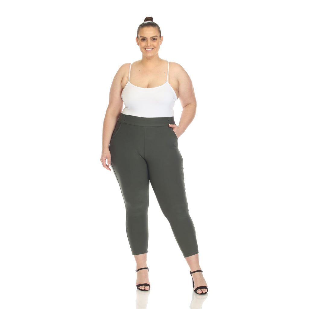 Super Soft Elastic Waistband Skinny Pants - Plus