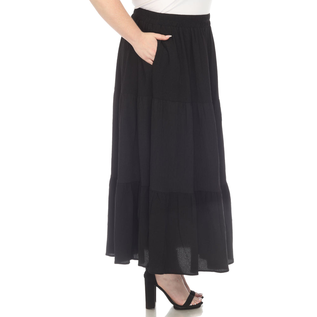 Pleated Tiered Maxi Skirt - Plus